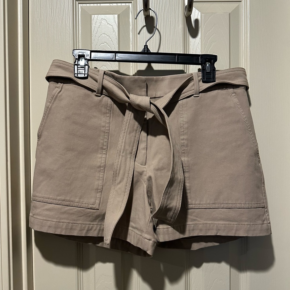 Ann Taylor Khaki Tie Waist Utility Shorts